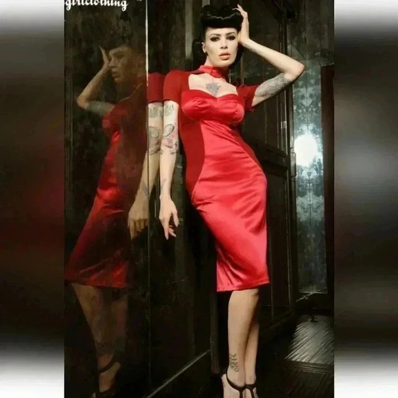 Pinup Couture Red Midi Dress S - Picture 3 of 9